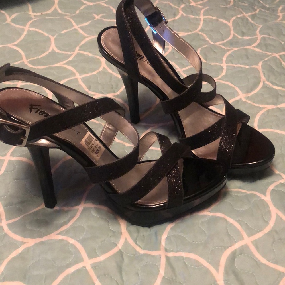 Shiny black heels